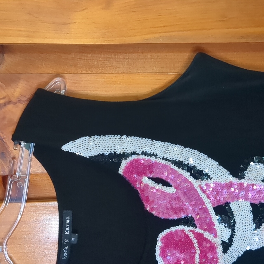 ROCK N KARMA* vintage Lycra Spandex tank dress w/ sequin detail front a-line XL - Picture 4 of 7